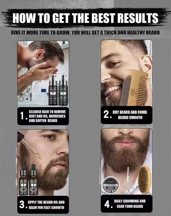 Isner Mile Beard Growth Kit For Men / Mustache Beard Grooming Kit / Men Gifts Set / Beard Upkeep Kit