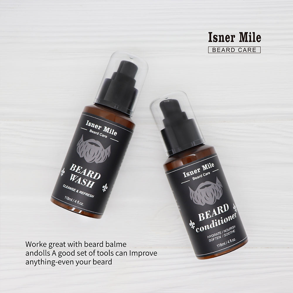 Isner mile beard kit | Beard Wash & Beard Conditioner & Beard Comb Set
