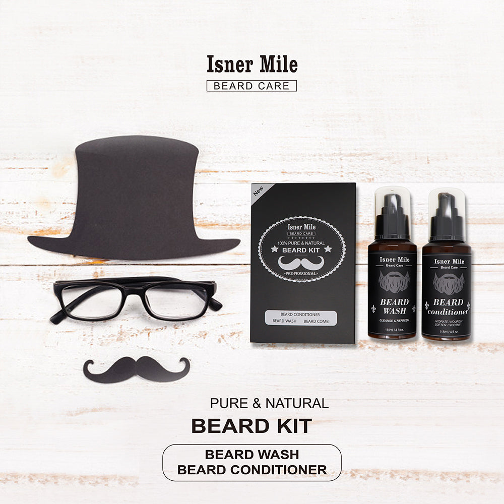 Isner mile beard kit | Beard Wash & Beard Conditioner & Beard Comb Set