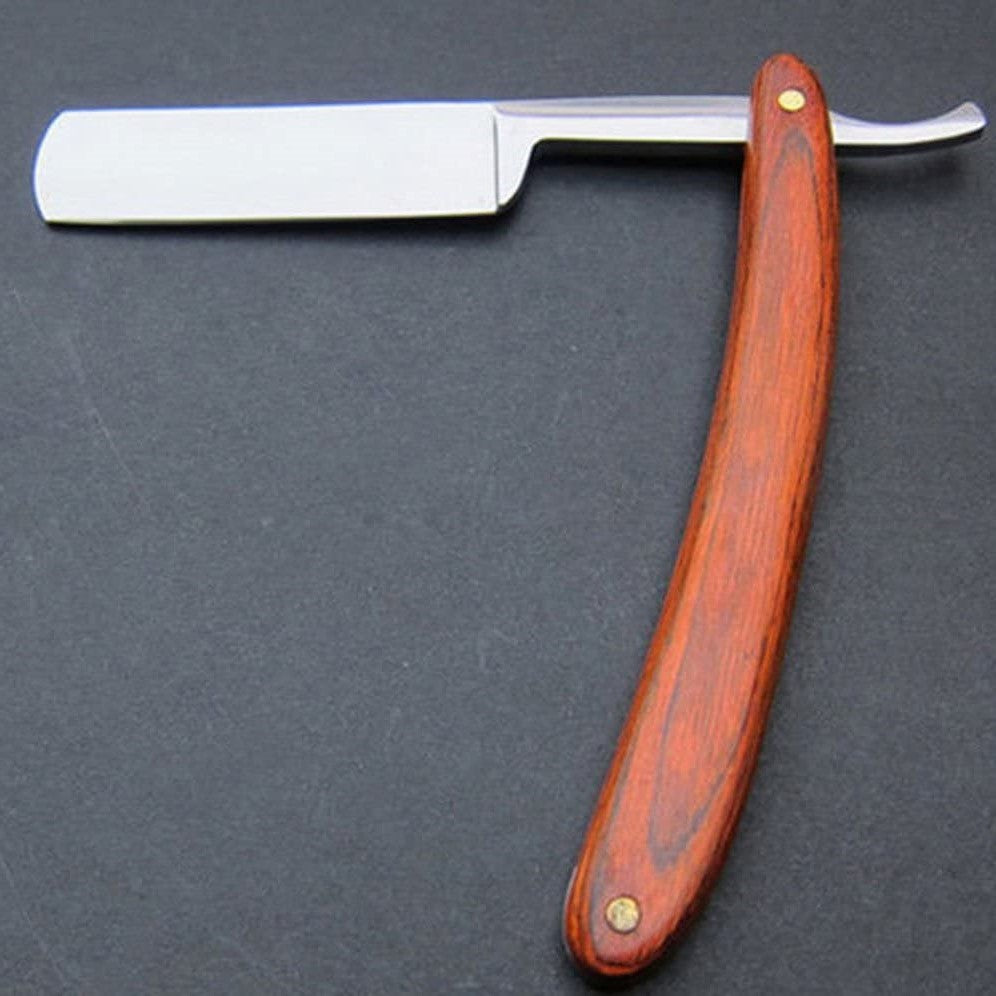 Straight Edge Steel Razor Folding Shaving Wood Handle Knife Barber Beard Men Beard tool