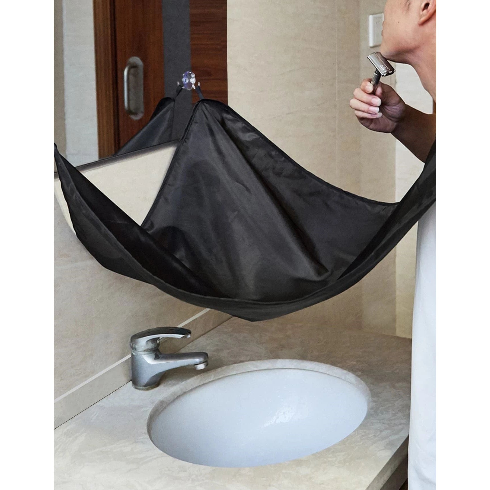 Beard Catcher Cape Apron for Shaving and Grooming & 2pcs Hook