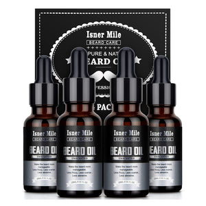 Isner Mile Beard Oil 4 Pack, Natural Unscented Beard Conditioner for Mustache Soften, Moisturize, Strengthen and Growth, Beard Care with Argan & Jojoba Oils, Stocking Stuffers Gifts for Him Dad Men